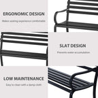 Outsunny garden bench in black metal 127 x 62 x 82cm - Borge' Group Limited