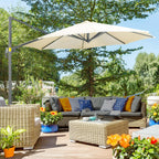 3x2.5m Off-center Garden Umbrella with Adjustable Angle and 360° Rotatable, Cream - Borge' Group Limited