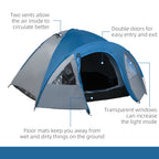 Outsunny camping tent 4 seats with pockets and hook, in polyester and fiberglass, 3x2.50x1.30 m, blue - Borgè