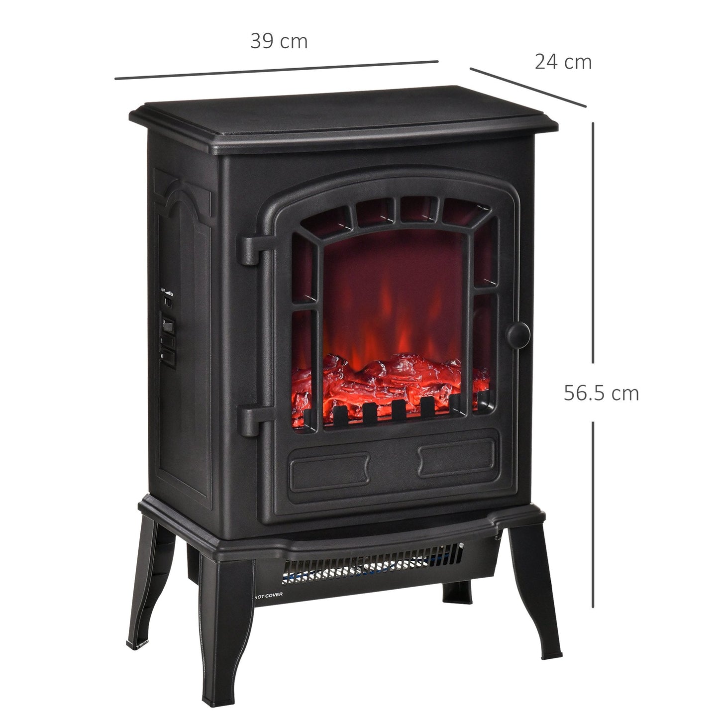 electric fireplace with flame effect, adjustable temperature coverage 20-25m² - black - Borgè