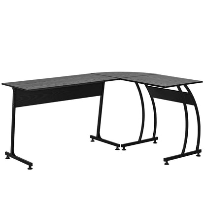 Desk Wooden and Metal Corner, Black, 112.5 x 152 x 74cm - Borgè