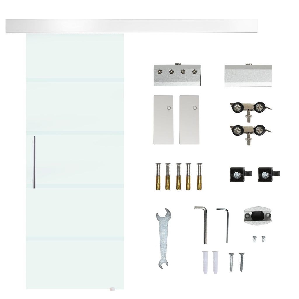 Sliding Glass stripes with aluminum track, 75x210cm - Borgè