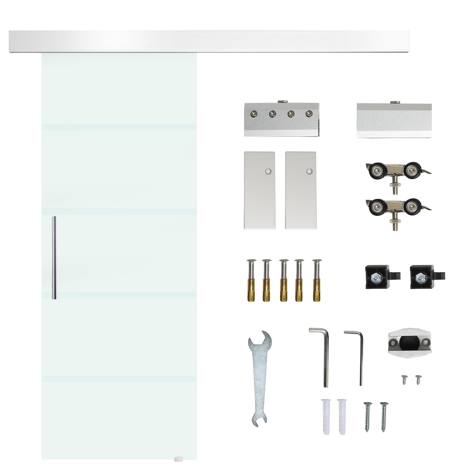 Sliding Glass stripes with aluminum track, 75x210cm - Borgè