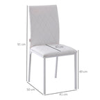 set 4 padded chairs for dining room with skilled coating, 41x50x91cm - white - Borgè