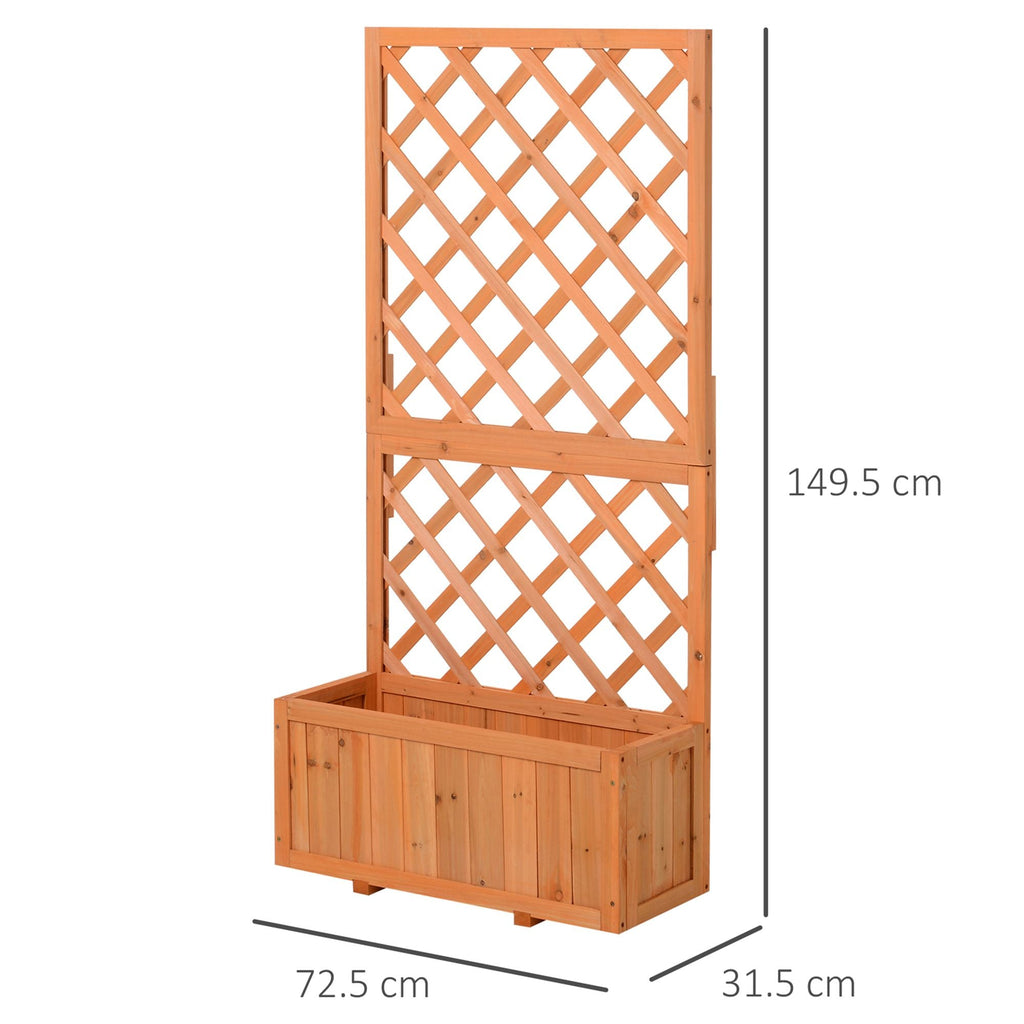 Outdoor Planter with Trellis for Climbing Plants and Pot, in Fir Wood, 72.5x31.5x149.5 cm, Orange - Borge' Group Limited