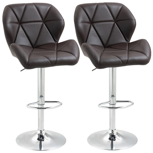 Set 2 swivel bar stools with adjustable height, similar coating and round base - brown - Borgè