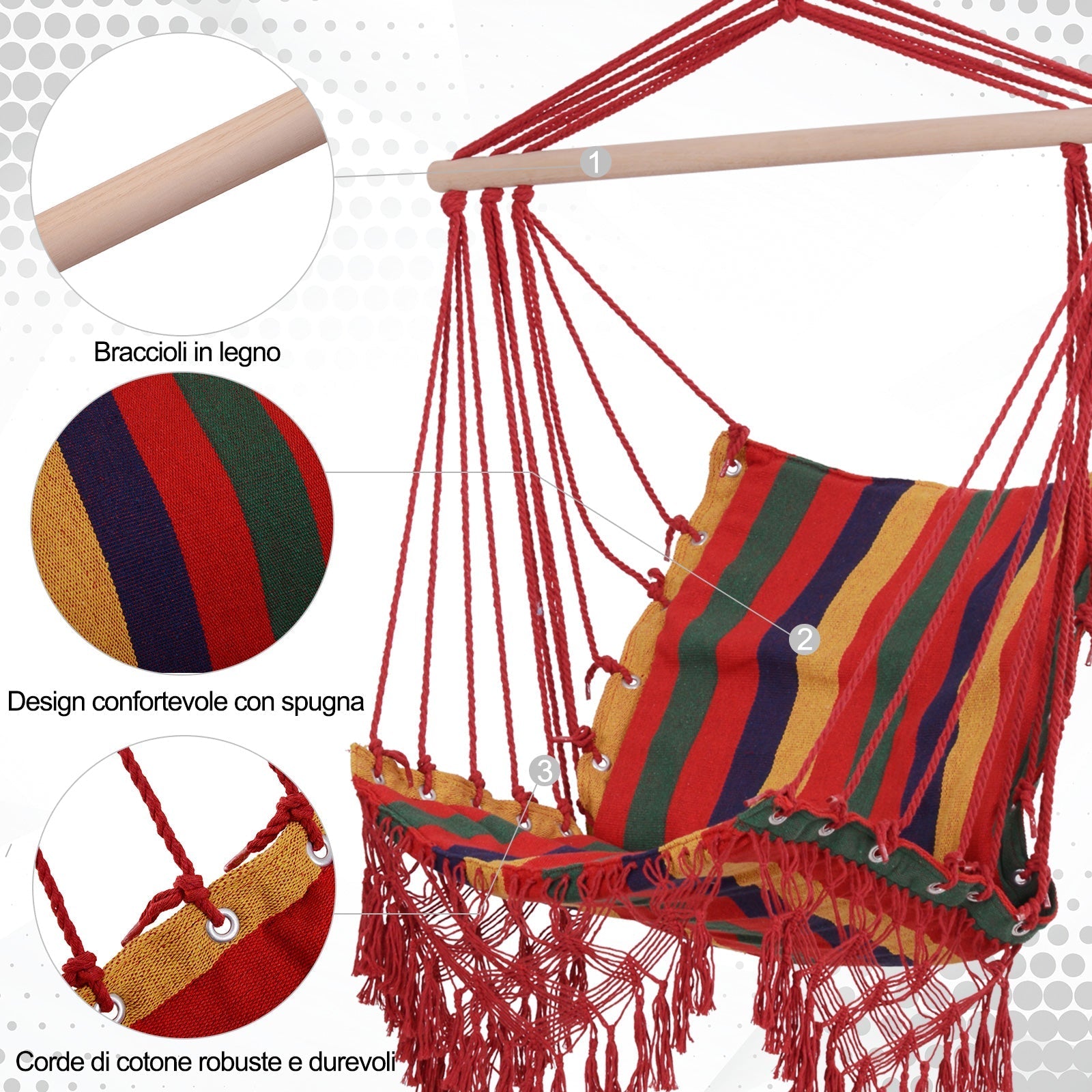 Polyester Hammock Hanging Chair, Colorful, 100x60x100cm - Borge' Group Limited
