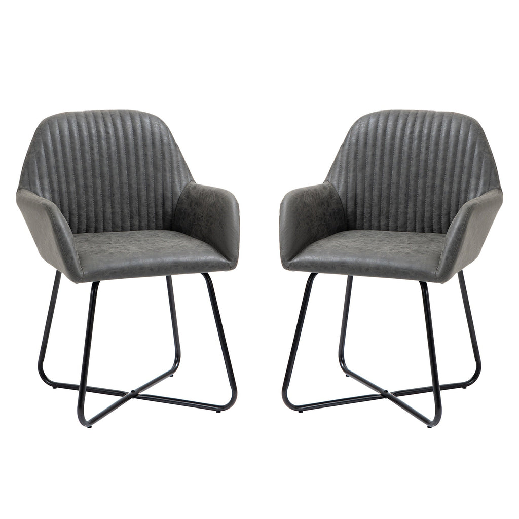 Set 2 Modern Chairs For Dining Room Kitchen or Starting Starting Padded in Similarpelle - Grey - Borgè