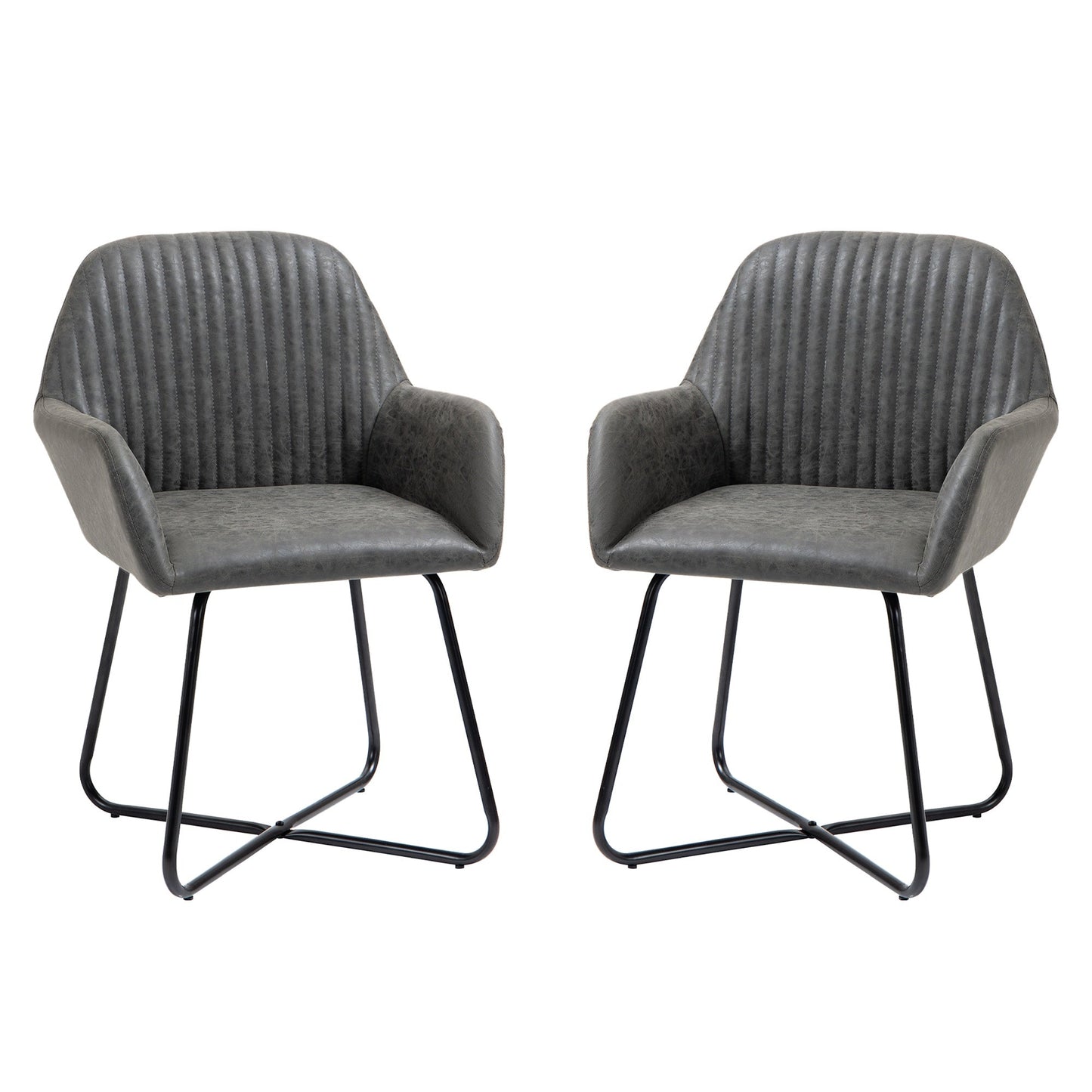 Set 2 Modern Chairs For Dining Room Kitchen or Starting Starting Padded in Similarpelle - Grey - Borgè