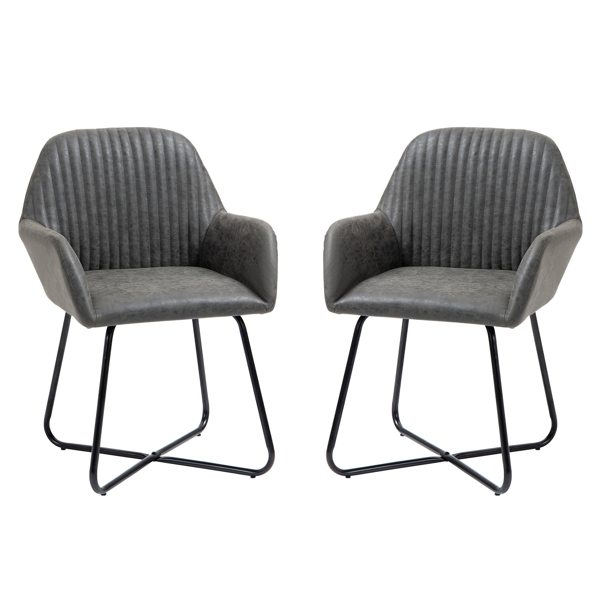 Set 2 Modern Chairs For Dining Room Kitchen or Starting Starting Padded in Similarpelle - Grey - Borgè