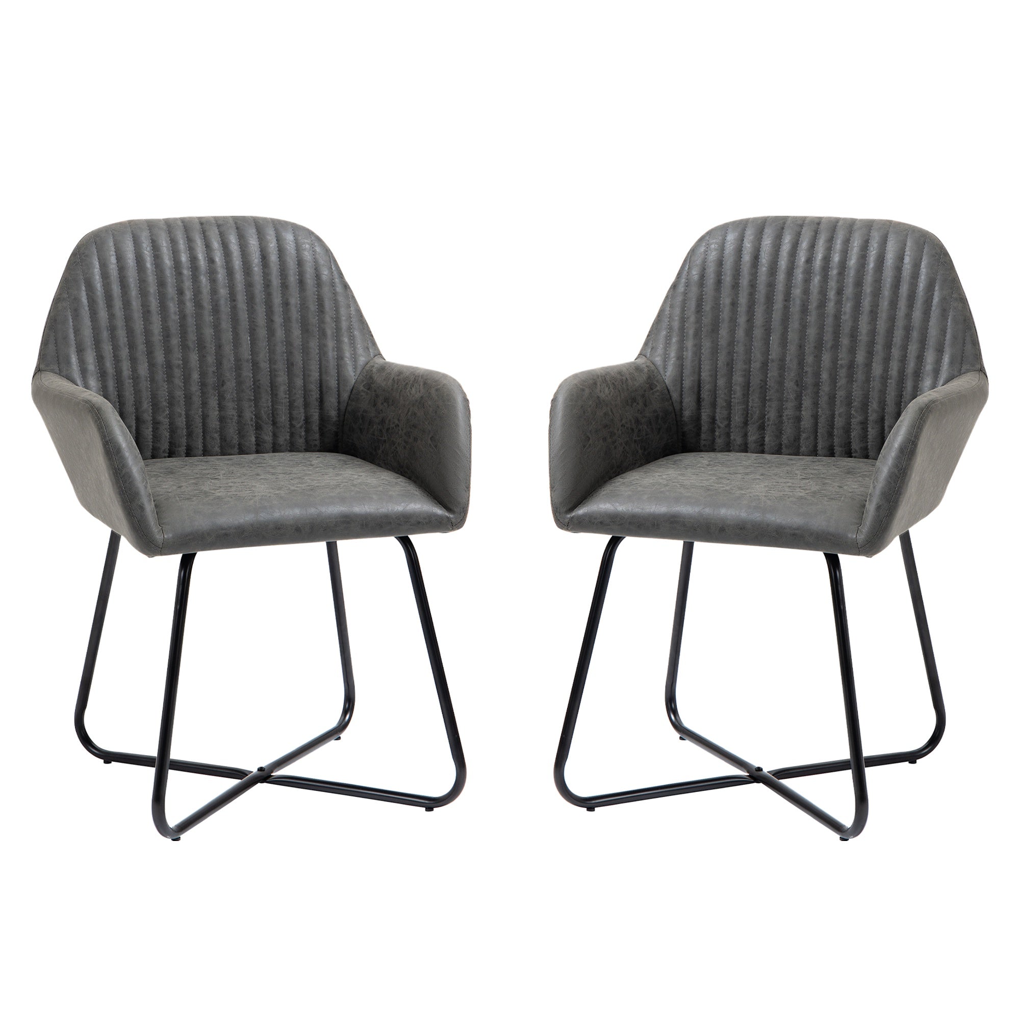 Set 2 Modern Chairs For Dining Room Kitchen or Starting Starting Padded in Similarpelle - Grey - Borgè