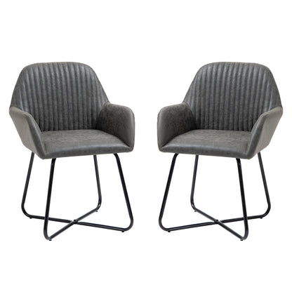 Set 2 Modern Chairs For Dining Room Kitchen or Starting Starting Padded in Similarpelle - Grey - Borgè