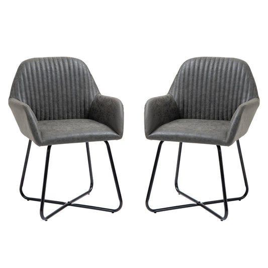 Set 2 Modern Chairs For Dining Room Kitchen or Starting Starting Padded in Similarpelle - Grey - Borgè