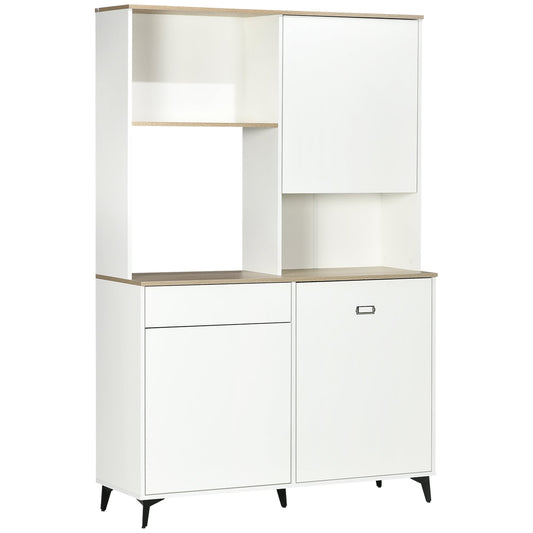 dispensation in chipboard and mdf kitchen with open shelves, lockers and drawer, 119x41x180 cm, white