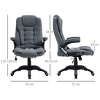 Reclinable ergonomic office chair, adjustable height and swinging, swivel armchair with wheels, 65x72x110-120cm, Grey