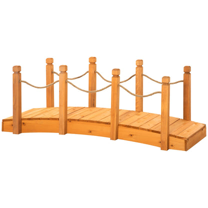 Outsunny wooden bridge with hemp sides, fir wood structure, 150x58x58.5cm, orange - Borgè