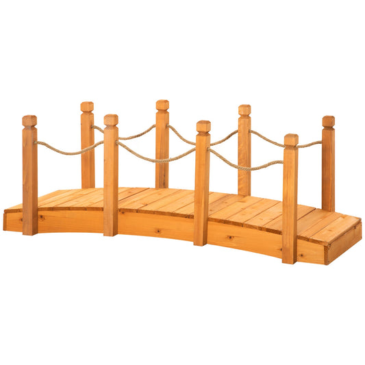 Outsunny wooden bridge with hemp sides, fir wood structure, 150x58x58.5cm, orange - Borgè