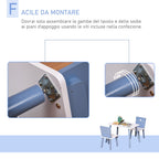 Homcom table with chairs for children and girls 2-6 years in blue and white wood - Borgè