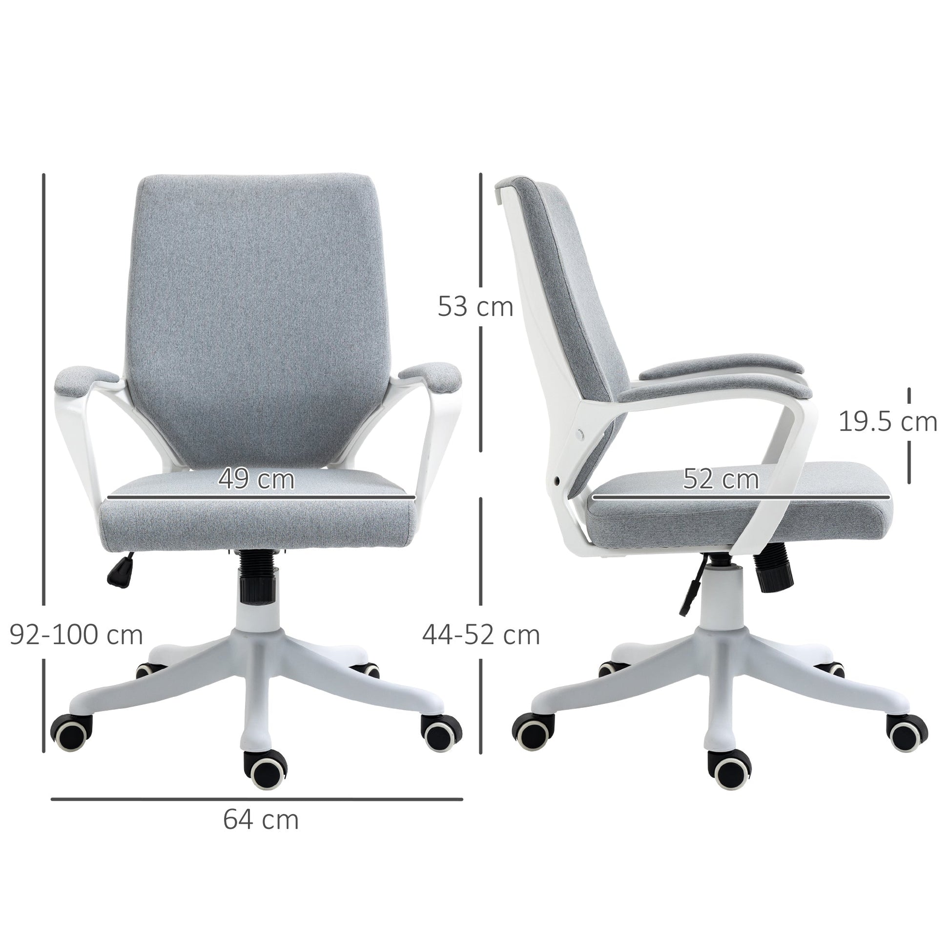 Ergonomic office chair with adjustable height and rocking function - Grey - Borgè