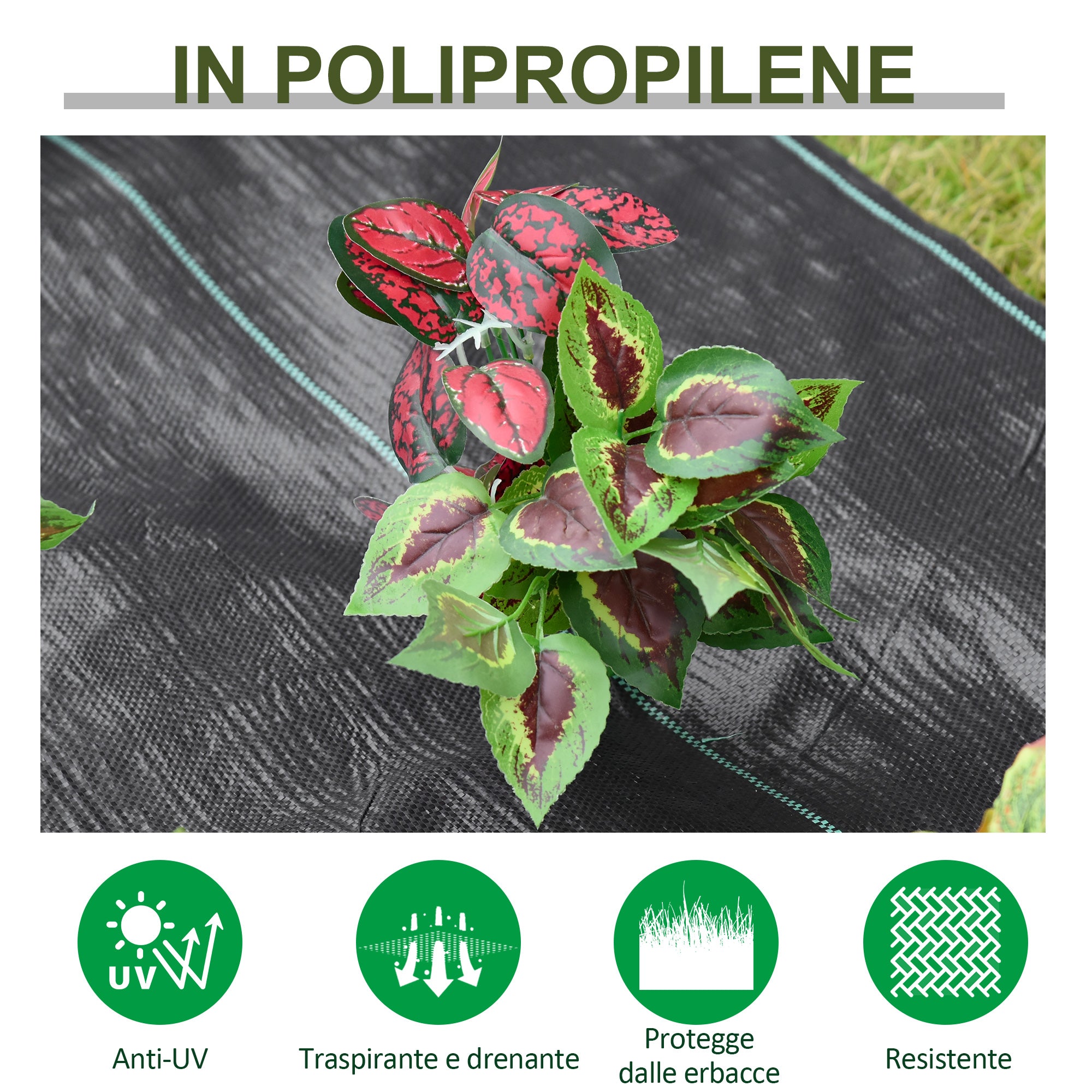 Outsunny 50x1m PP Draining and Breathable Mulch Sheet for Vegetable Garden, Greenhouse and Garden, Black - Borgè