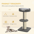 Cat Tree for cats with Scratch Pole and rope sisal - Grey - Borge' Group Limited