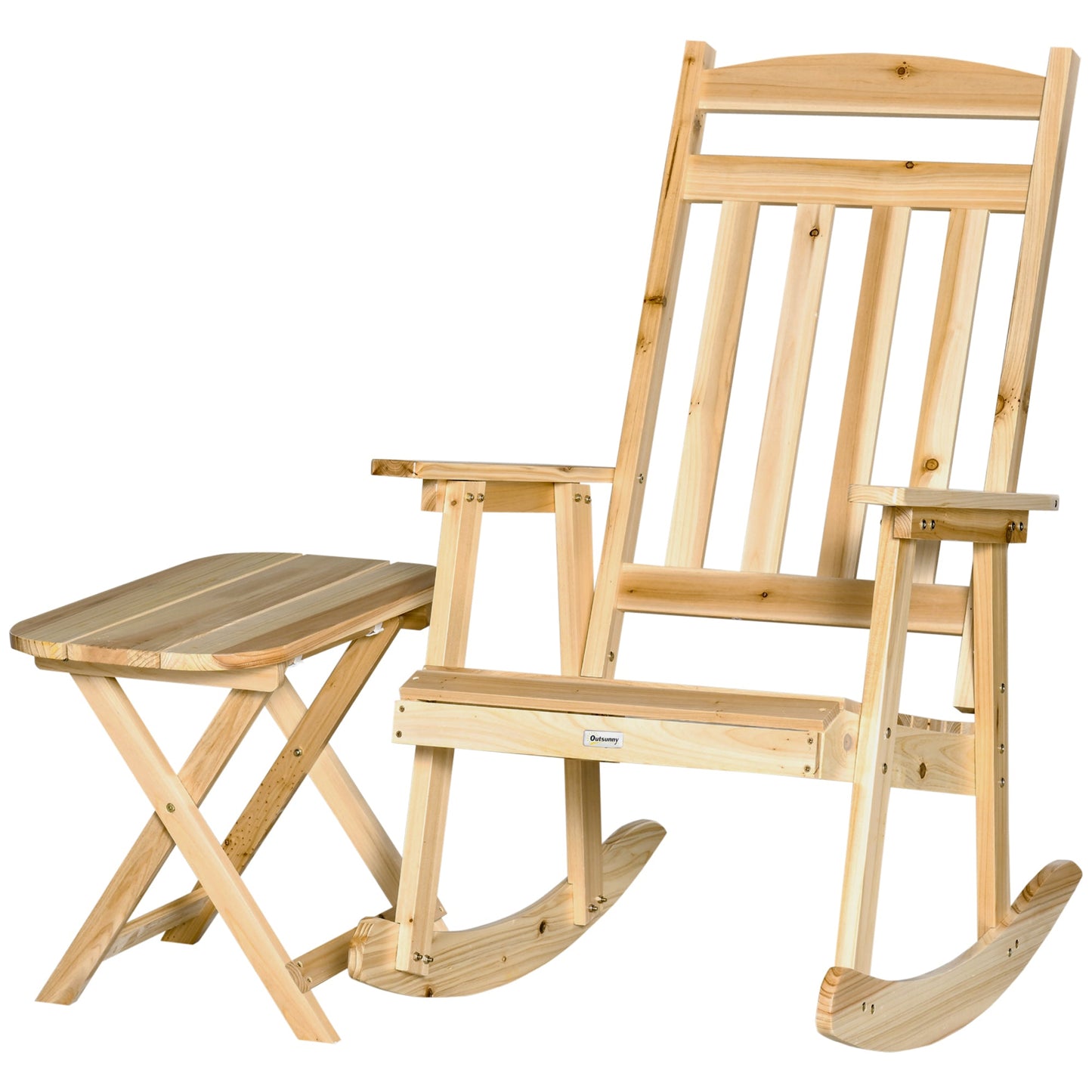 Outsunny set 2 pcs garden furniture with rocking chair and folding table in fir wood - Borgè