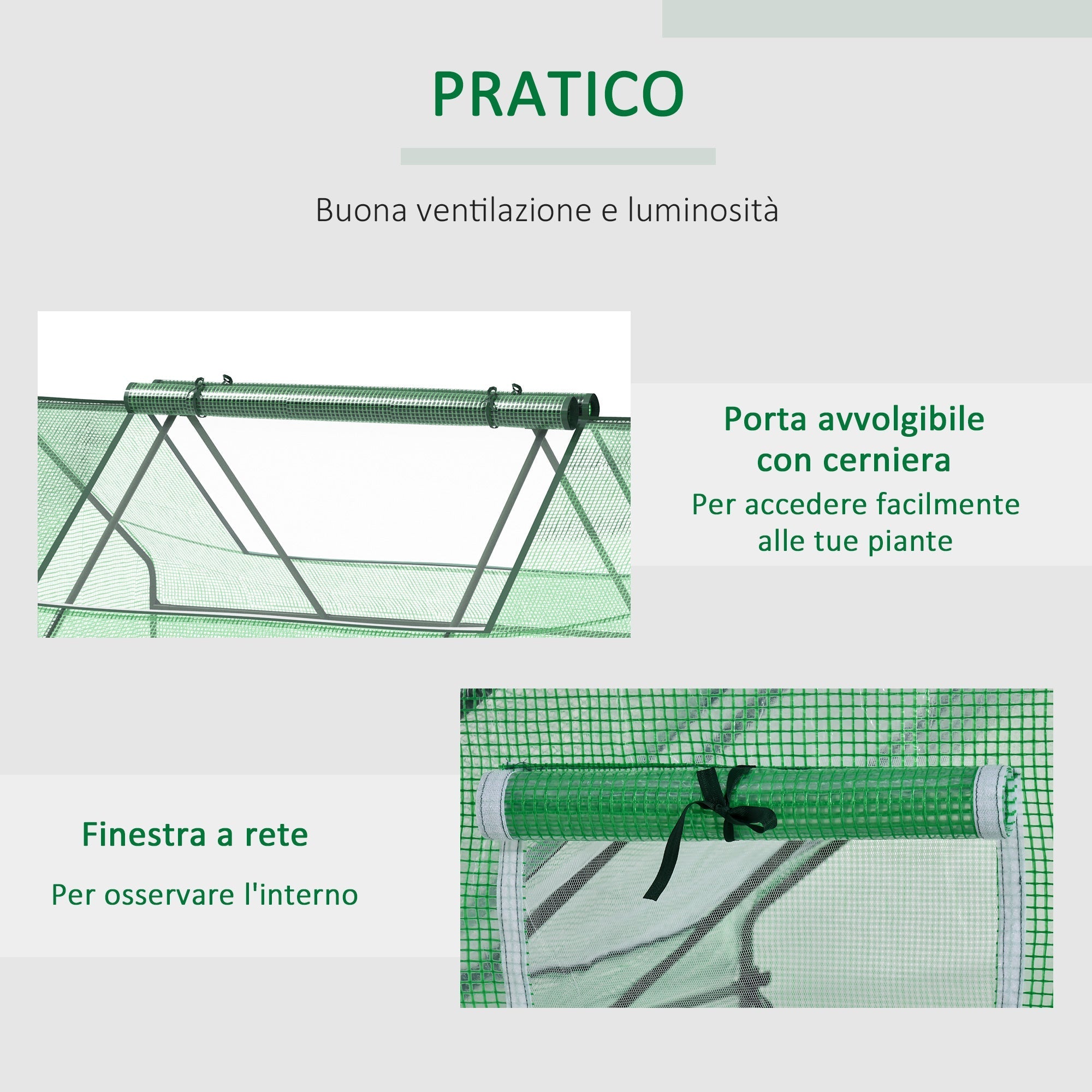Steel Garden Greenhouse with PE Coating, Roller Doors and Windows, 180x140x80cm, Green - Borge' Group Limited