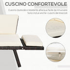 2 Seater Sofa with Extendable Armrests for Garden Rattan 129x63x67cm White, Brown - Borge' Group Limited