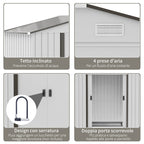 Outsunny house holder house tools, garden shed with sliding doors, 213x130x185 cm, white - Borgè