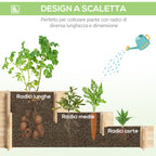 Outsunny garden raised at 3 levels in fir wood for vegetables, flowers and garden plants 93x93x35 cm - Borgè