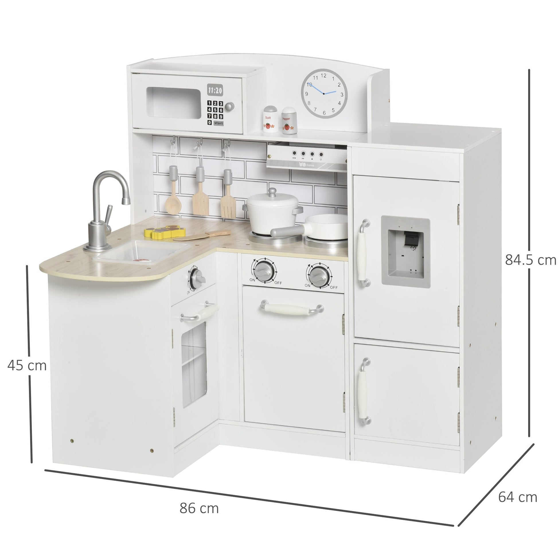 Kitchen toy for children from 3 years upwards in wood, white - Borgè