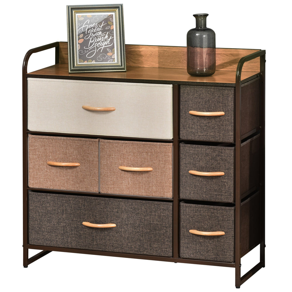 drawer 7 fabric drawers, 80x29x78.5cm, wood - Borgè