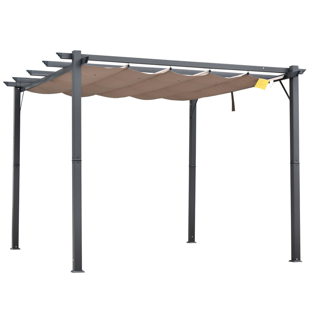 Sumptuous 3x3m Garden Pergola with Anti-UV Retractable Roof and Sleek Aluminum Frame in Grey - Borgè