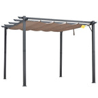 Sumptuous 3x3m Garden Pergola with Anti-UV Retractable Roof and Sleek Aluminum Frame in Grey - Borgè