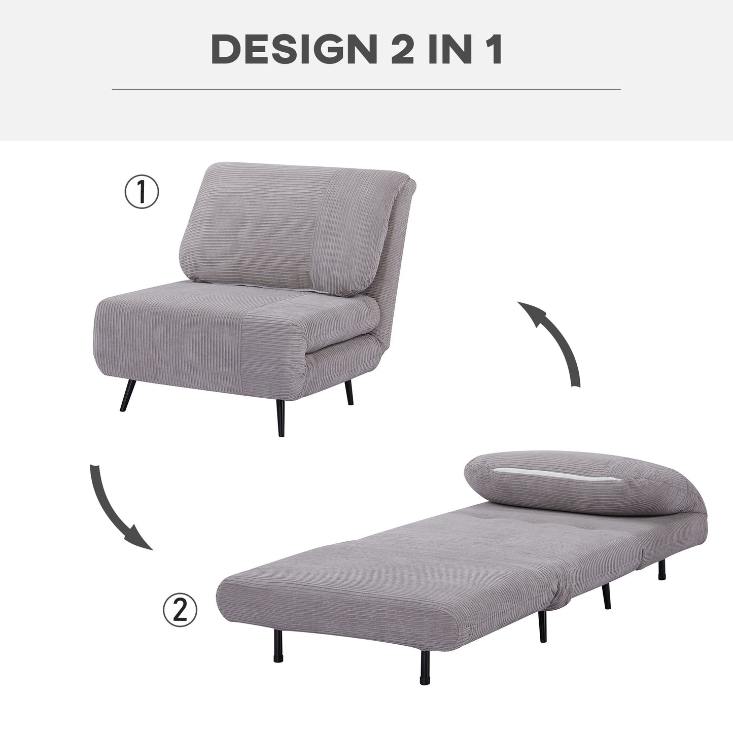 SLEEPER CHAIR | Padded 2 in 1 Single Sofa/Bed adjustable on 3 levels - Borgè