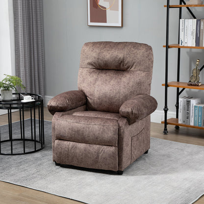 Padded and reclining relaxation armchair up to 135 ° with removable footrest and pocket - brown