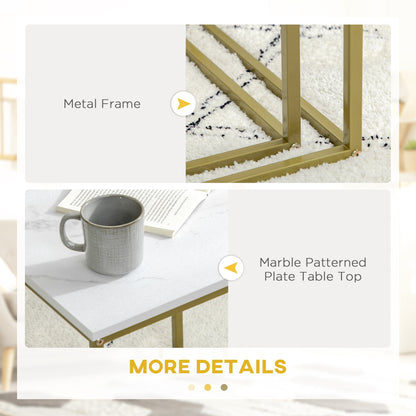 CUBE | White and Gold Marble Set of 2 Living room / Coffee Table