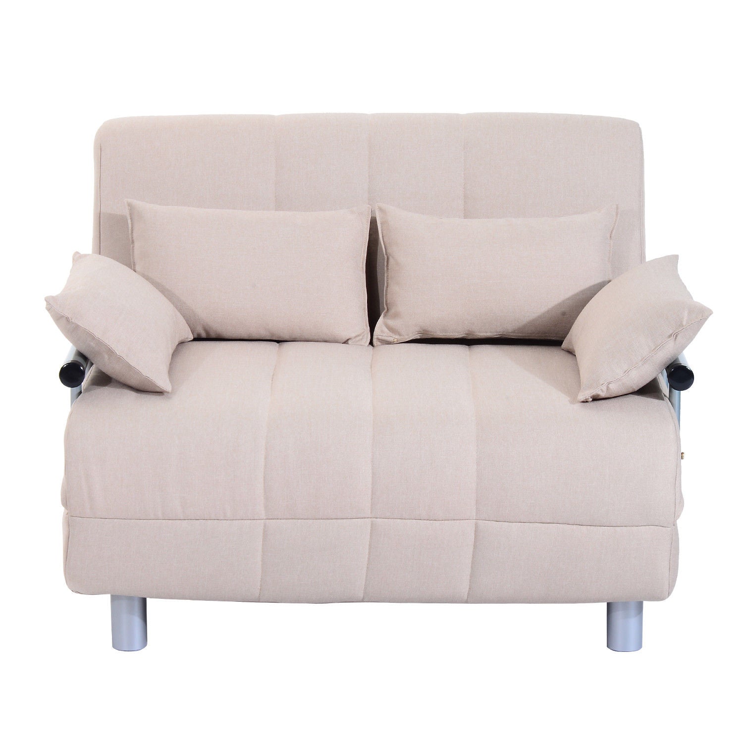 Homcom sofa bed 2 beds 1 square Â½ in steel and fabric with 4 cream cushions - Borgè