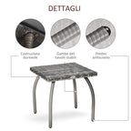 Synthetic Rattan Coffee Table, Small Outdoor Coffee Table, for Garden, Terrace Waterproof Grey 45x45x44cm - Borge' Group Limited
