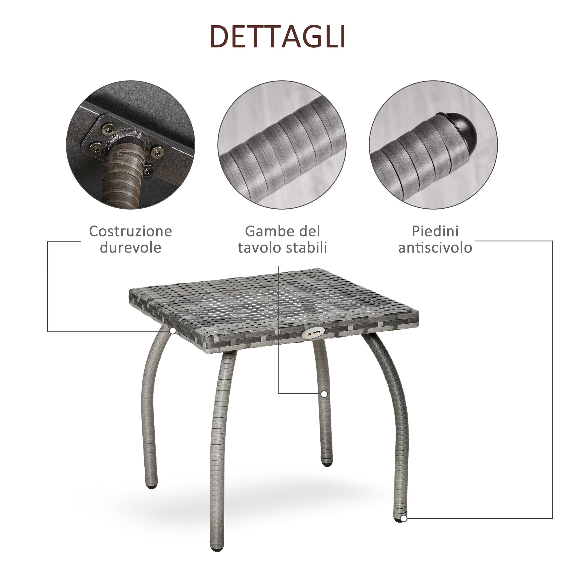 Outdoor Rattan Coffee Table for Terrace | Outsunny (45x45x44cm) - Borgè