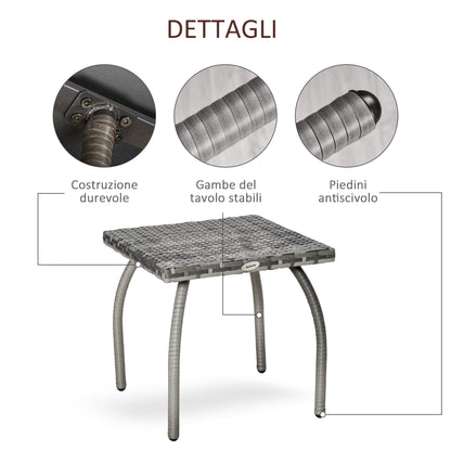 Outdoor Rattan Coffee Table for Terrace | Outsunny (45x45x44cm) - Borgè