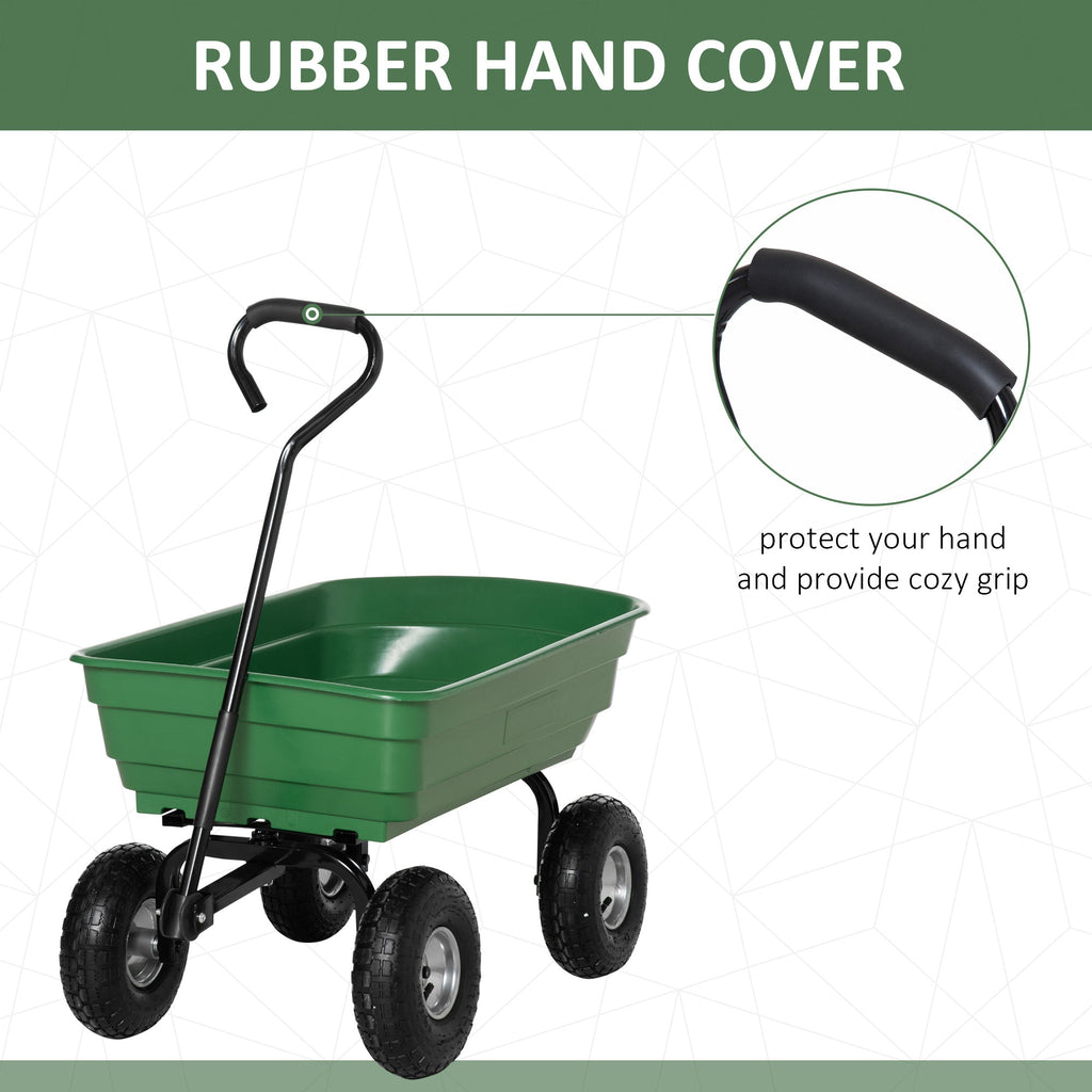 Garden Cart with Steel Frame and Pneumatic Tires, 108x52x100cm, Green - Borge' Group Limited