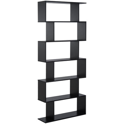 Homonda Library Wood Modern Design with 6 shelves 80 Ã— 23 Ã— 192cm Black - Borgè