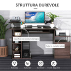 Desk for Chamber and Office with drawer and wooden shelf, 152x60x88cm, brown - Borgè
