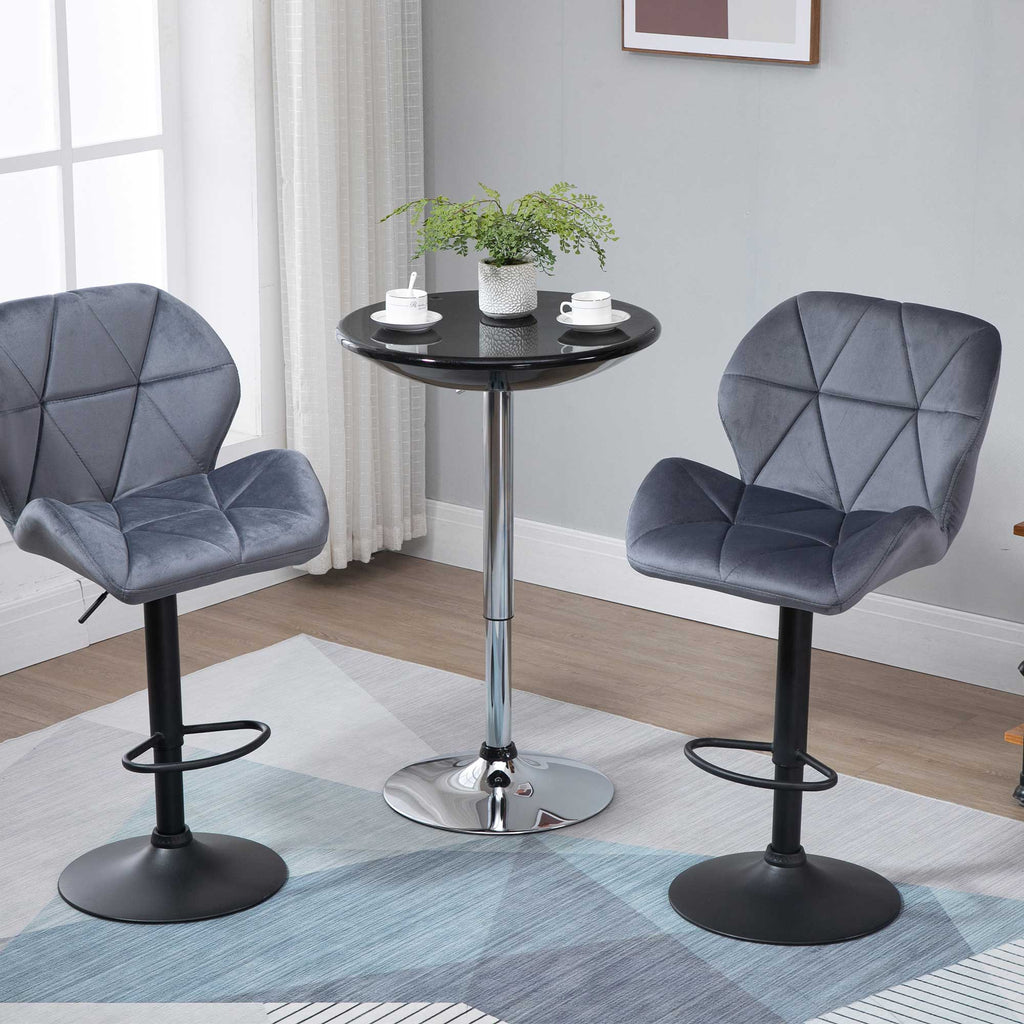 Round bar table with swivel floor, adjustable height with gas leverage and base - black - Borgè