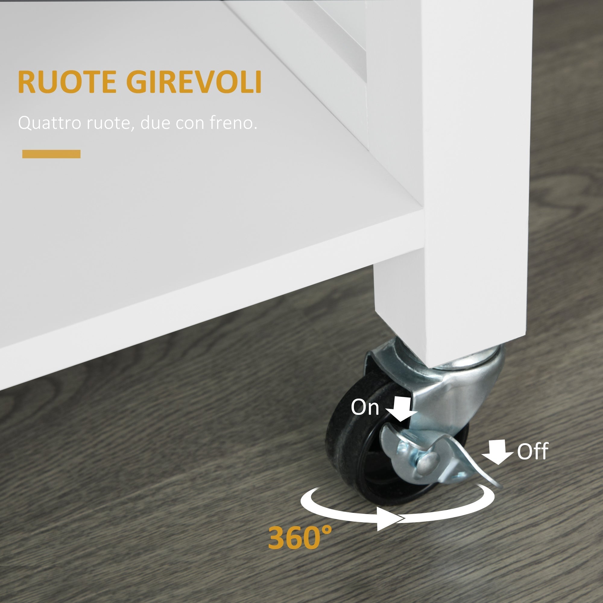 Kitchen Cart Wooden Wooden MDF wood with 1 drawer 1 locker 3 shelves and 4 wheels - Borgè