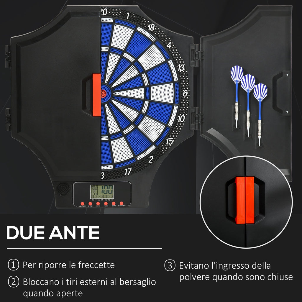 Electronic PP Dartboard with 6 Darts and LCD Monitor, 83x45x4 cm, Red and Black - Borge' Group Limited