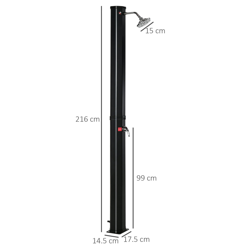 55° Heated Solar Shower for Outdoor Use with 35 Liter Tank and Mixer Tap, Black - Borge' Group Limited