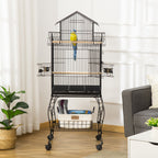Indoor Wooden Bird Cage with Tray, 4 Wheels and Perch, 50x49x137cm - Borge' Group Limited