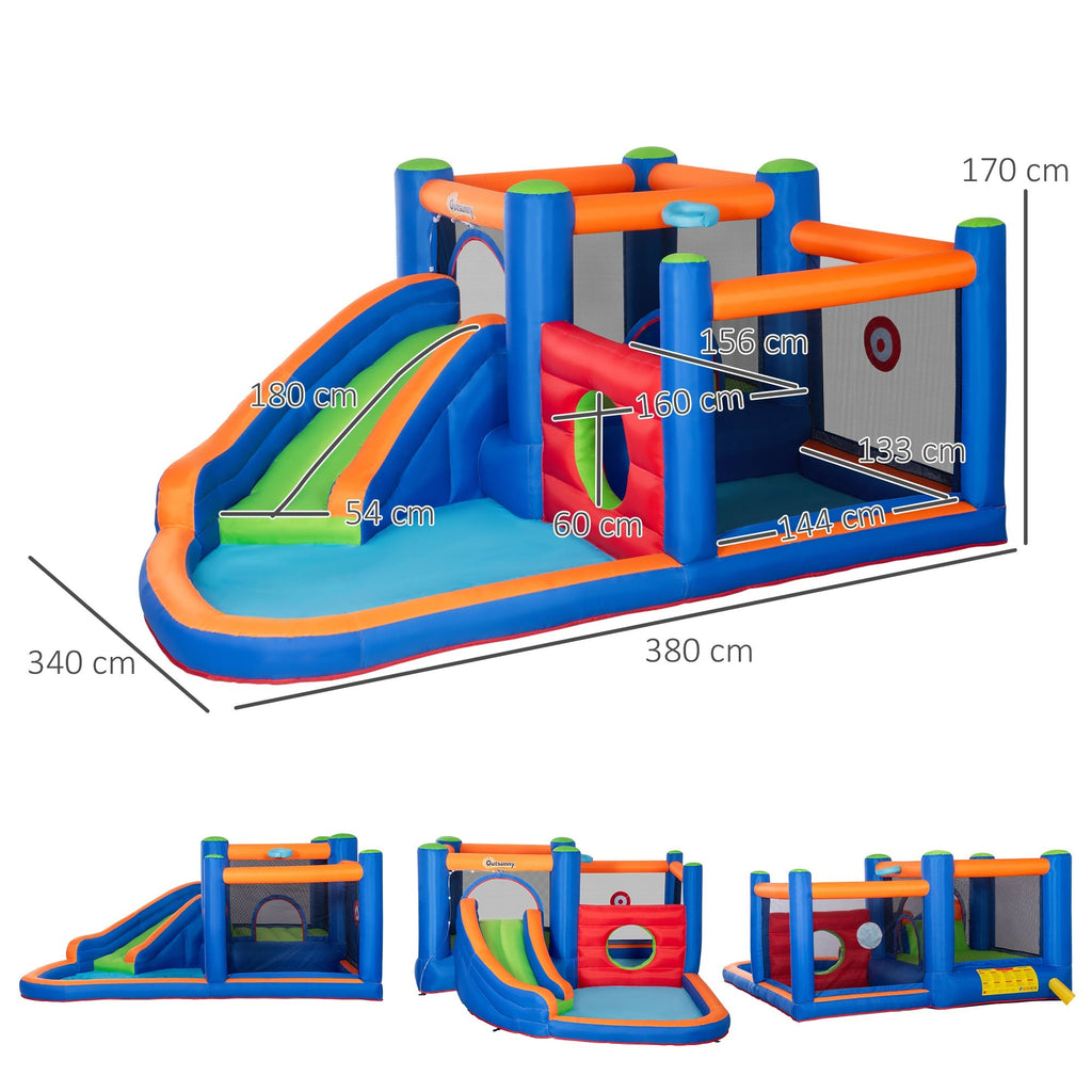 Inflatable Castle for Children 3-8 Years with Slide, Trampoline and Pool, 380x340x170cm - Borge' Group Limited